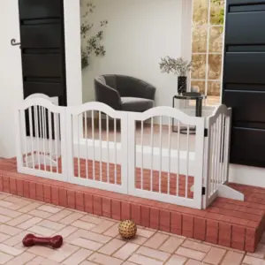 Barrière d'absence pliable 5 panneaux en bois massif et MDF pour chien