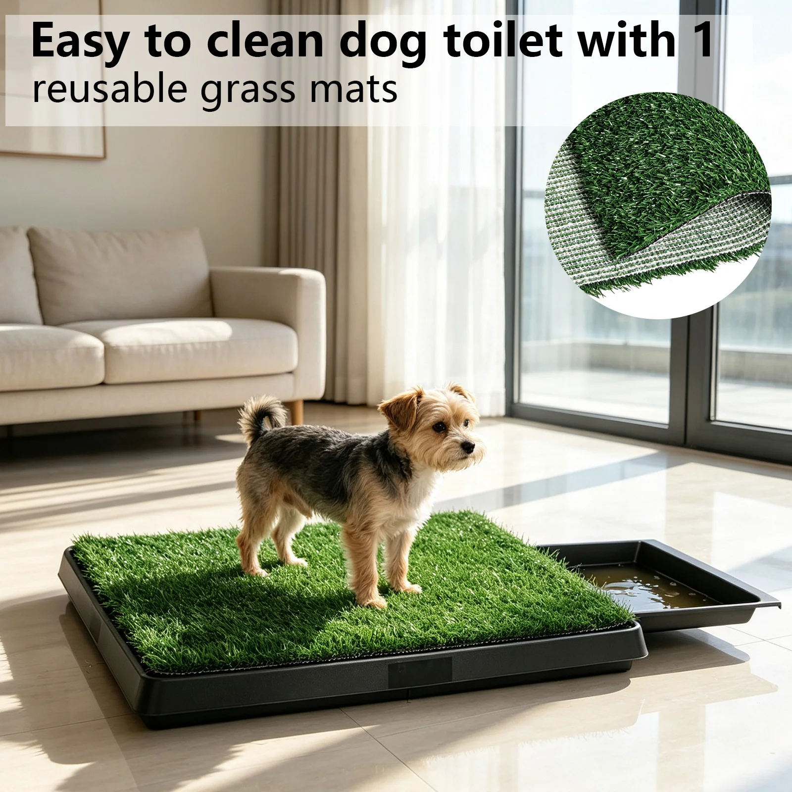 Toilette intérieure pour chien 51x63cm avec gazon artificiel – Image 2
