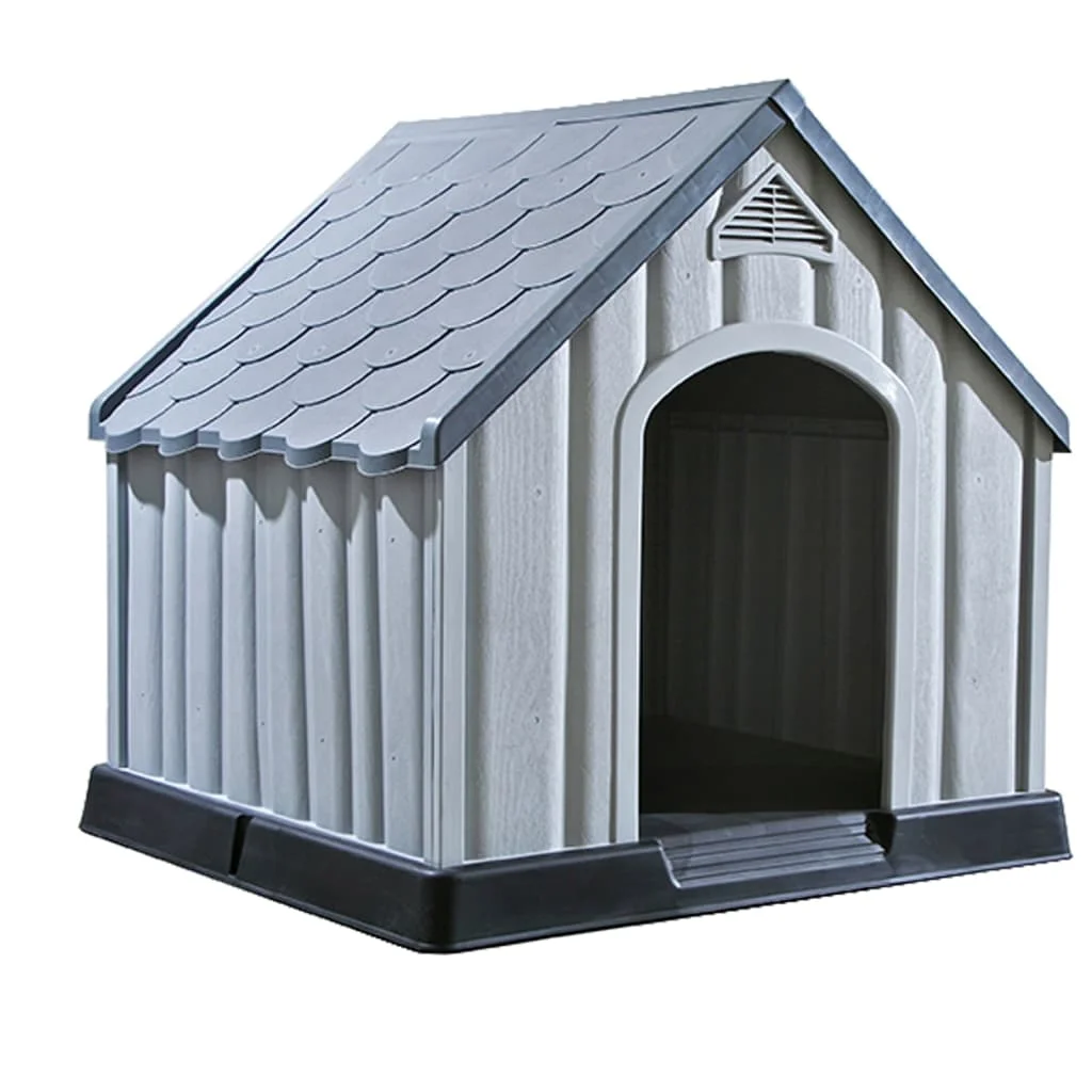 Chenil pour chien gris en plastique, 92x87x91 cm – Image 2