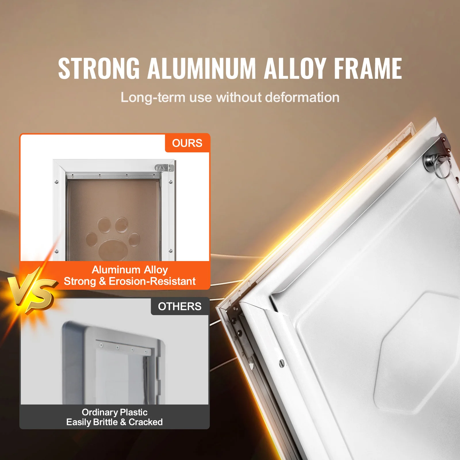 Porte pour chien en aluminium avec serrure et abattant réglable – Image 2