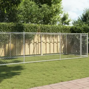 Parc de jardin pliable pour chien, acier galvanisé gris 8x2x1,5m