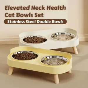 Support surélevé et double gamelle inox pour chien, design coloré