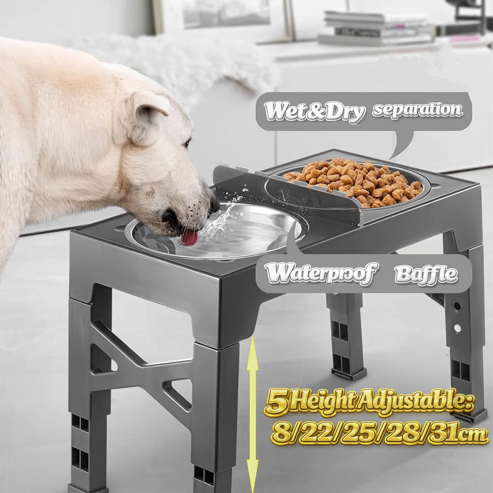 Bols surélevés pliables pour chiens, acier inoxydable