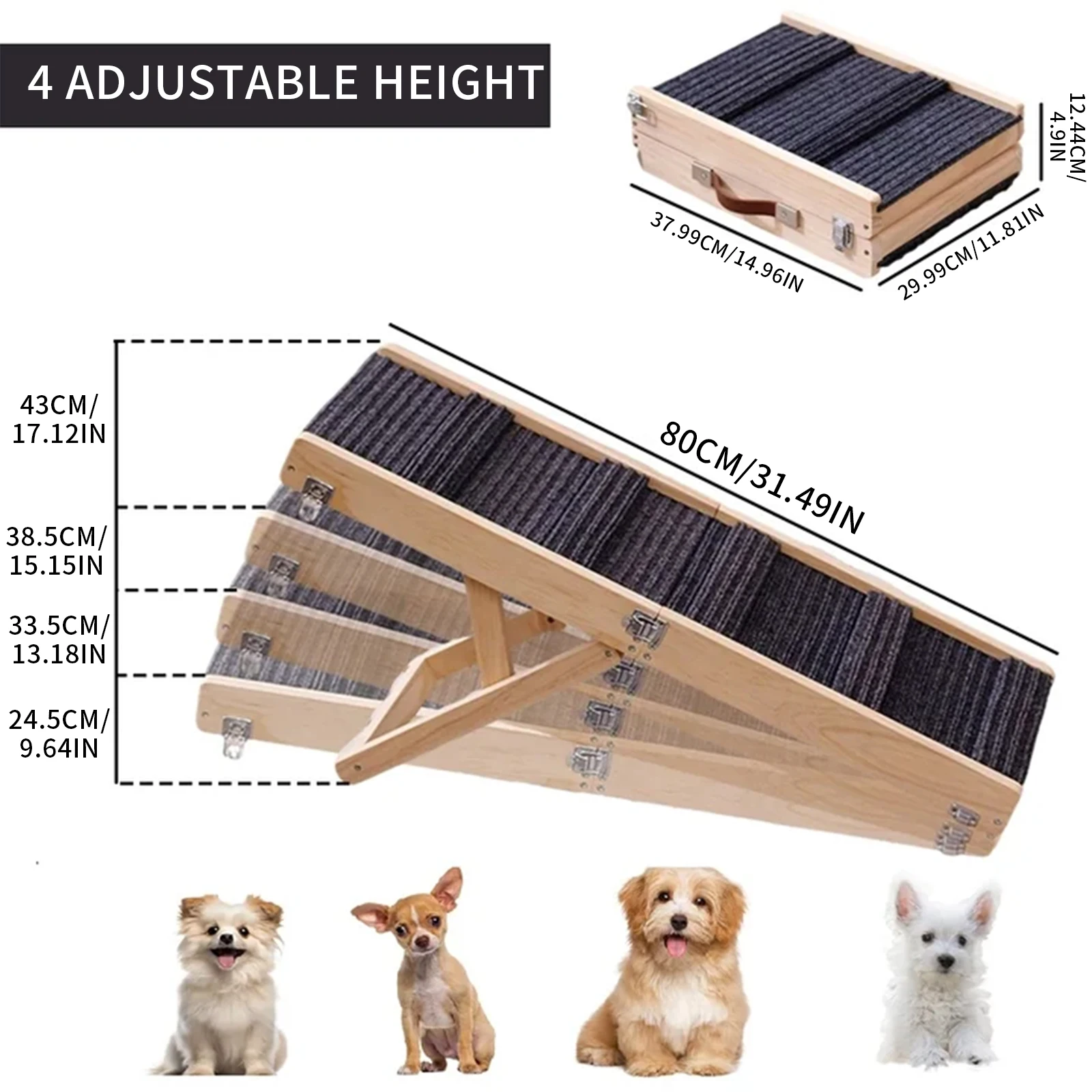 Rampe pliable antidérapante pour chien, réglable en hauteur, échelle d'escalade – Image 4