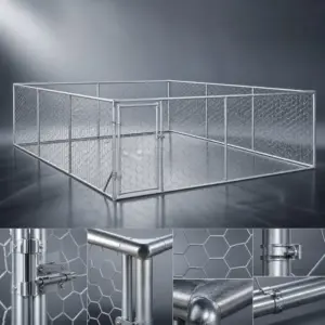 Cage extérieure en acier galvanisé pour grand chien