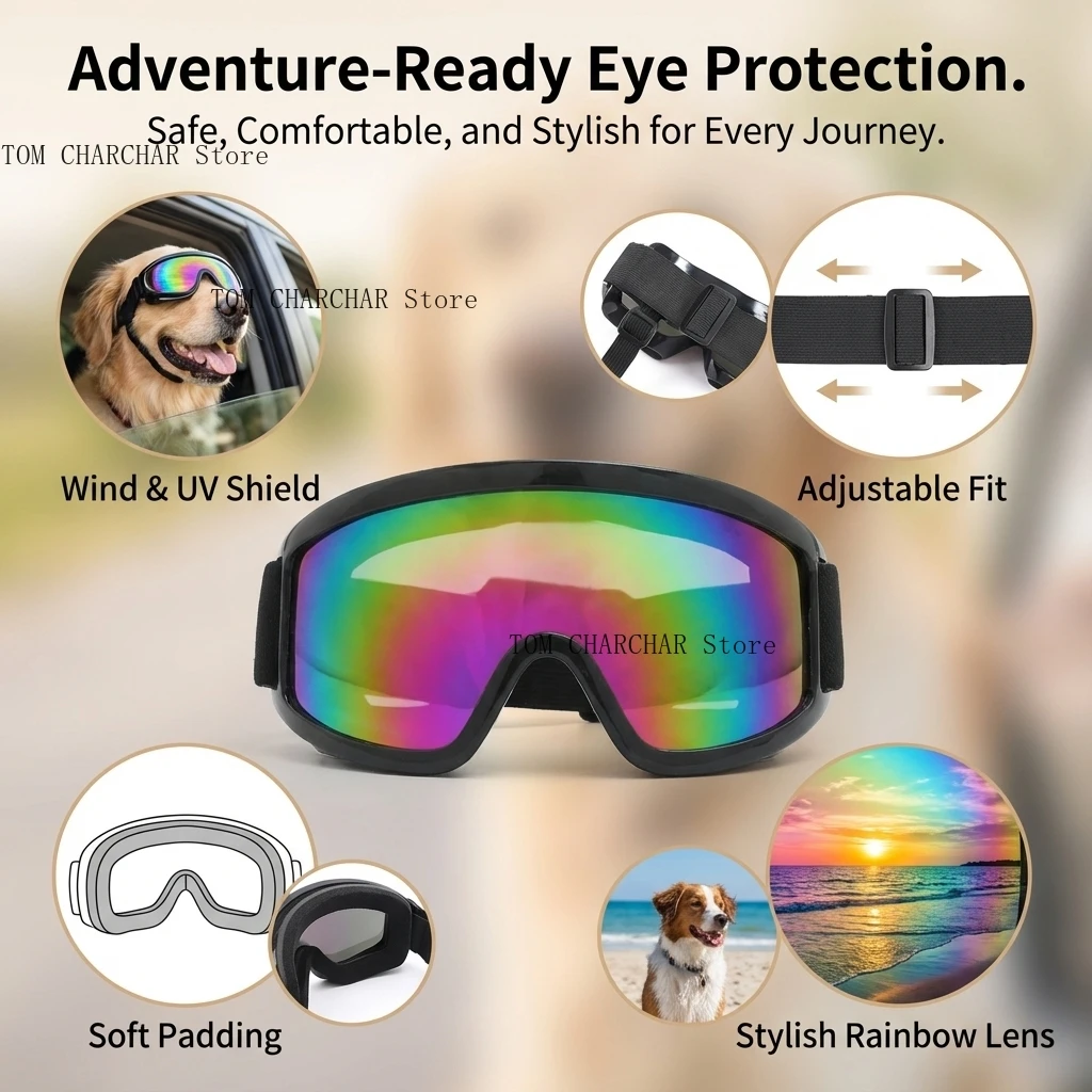 Lunettes de soleil anti-UV pour grands chiens, ajustables – Image 3