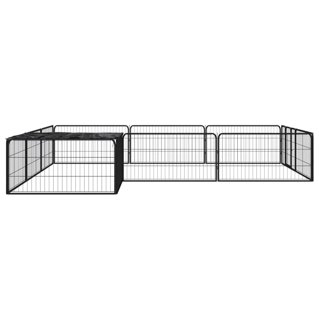 Parc pour chien 12 panneaux noir 100x50 cm acier enduit – Image 3