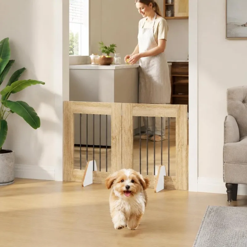 Barrière pliable 120,5 cm bois et acier pour chien – Image 2