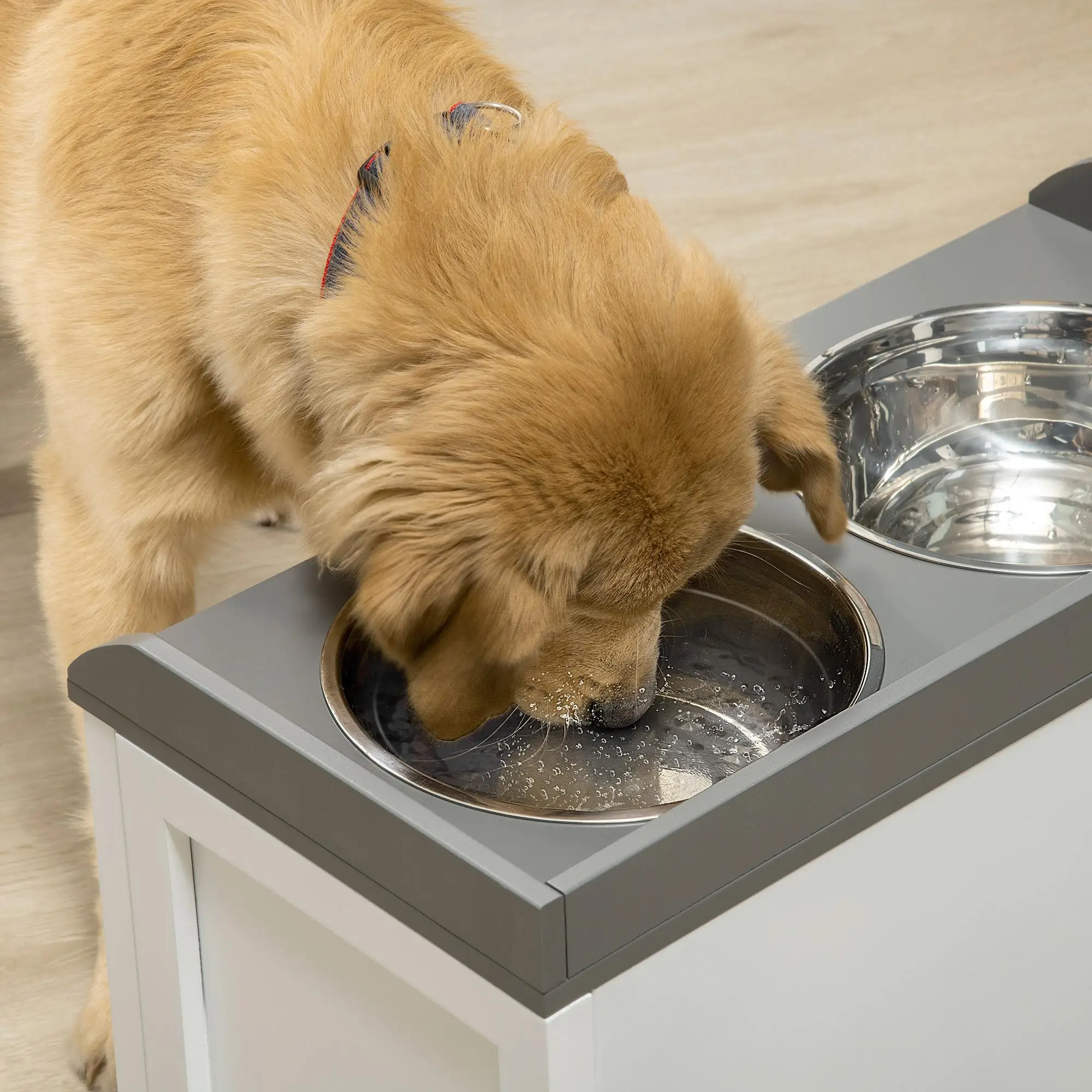 Mangeoire surélevée réglable pour grands chiens avec bols inox – Image 3