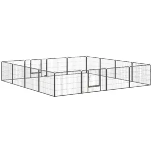 Parc pour chien modulable, 16 panneaux pliables, acier 60 cm