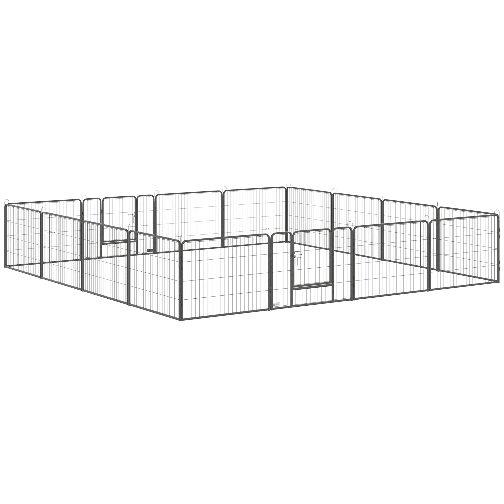 Parc pour chien modulable, 16 panneaux pliables, acier 60 cm