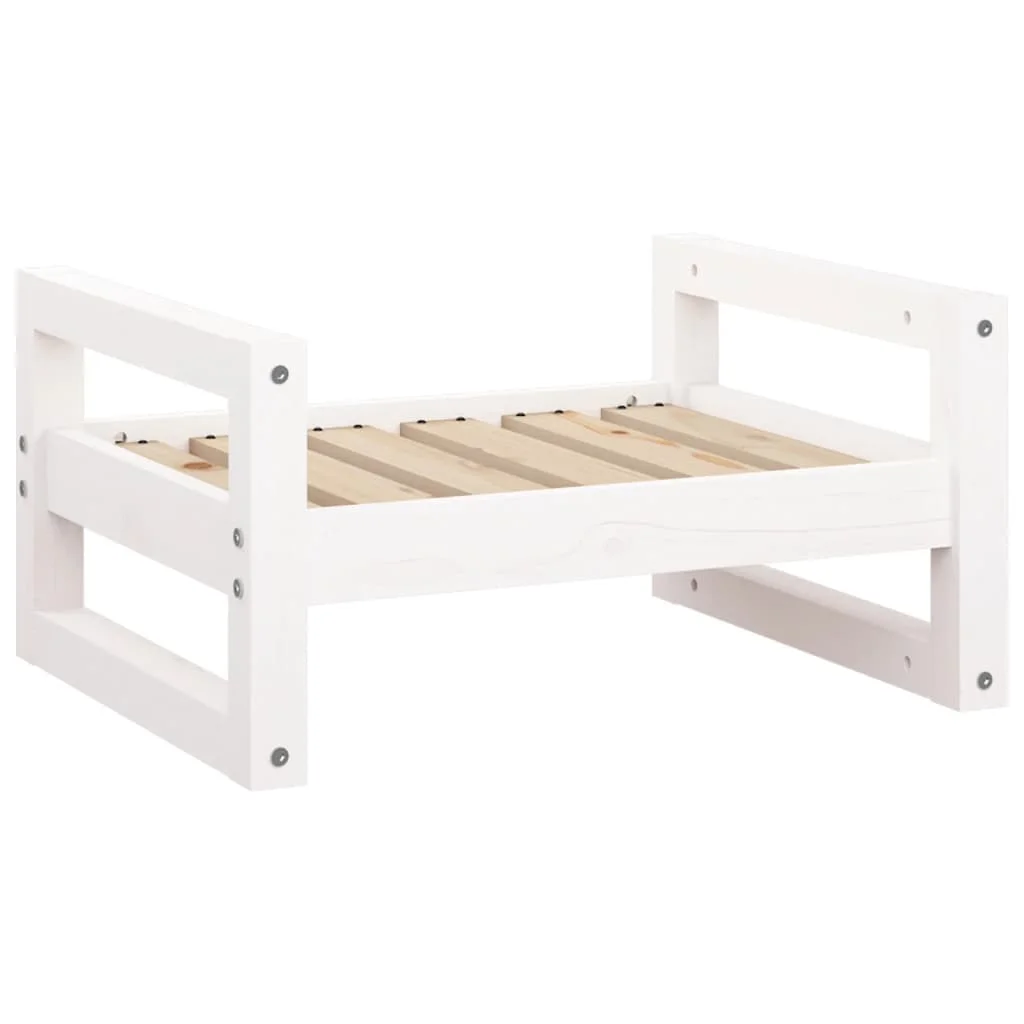 Canapé-lit surélevé pour chien, bois de pin massif, blanc – Image 2
