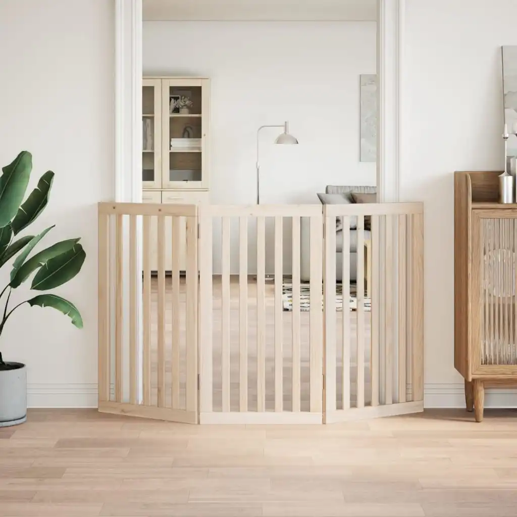 Parc de sécurité pliant en bois pour chien, 3 panneaux, 150 cm – Image 3