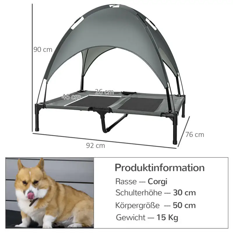 Lit surélevé avec auvent pour chien, idéal extérieur – Image 3