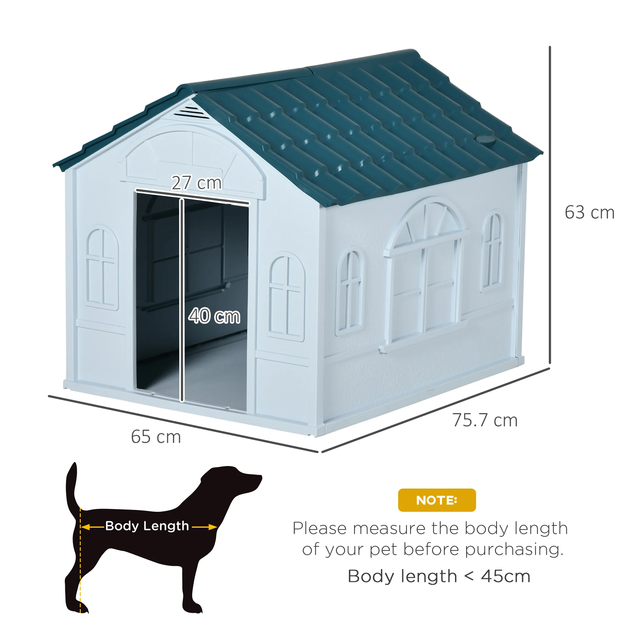 Nichoir pour chien Pawhut bleu verdâtre, 65x75,7x63 cm, moyen – Image 4