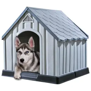Chenil pour chien gris en plastique, 92x87x91 cm