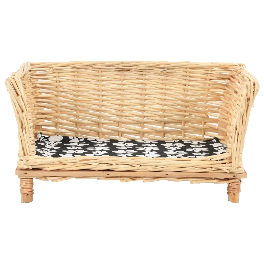 Panier en osier naturel avec coussin moelleux pour chien – Image 2