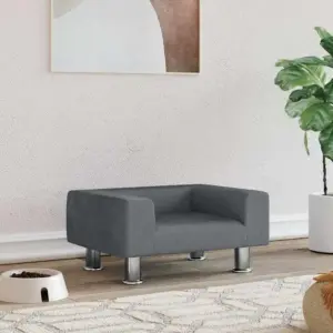 Coussin moelleux pour chien en velours gris clair, 50 cm