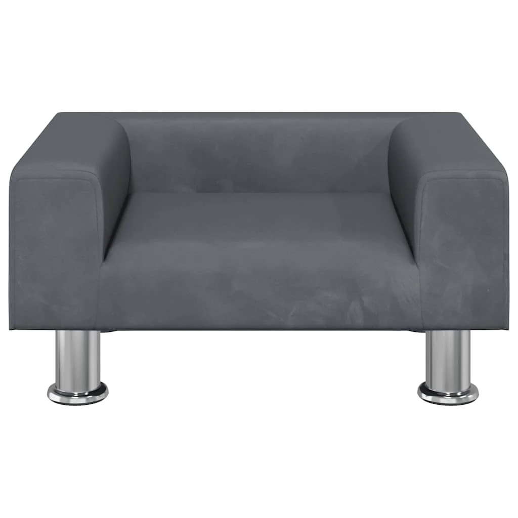 Coussin moelleux pour chien en velours gris clair, 50 cm – Image 3