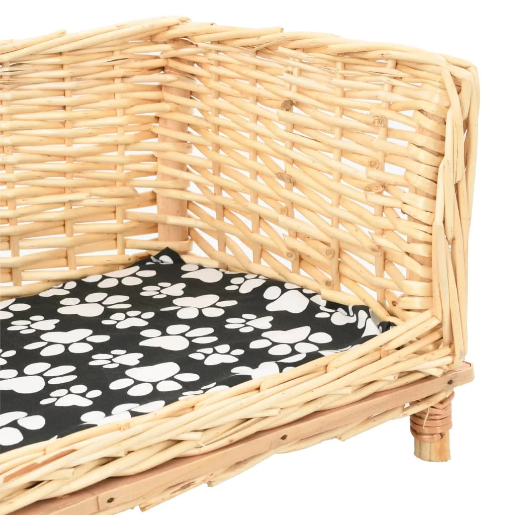 Panier en osier naturel avec coussin moelleux pour chien – Image 4