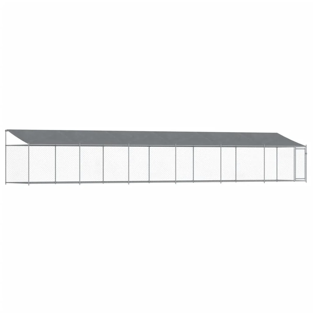 Parc canin couvert 12x2x2m, acier galvanisé gris robuste – Image 2