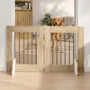Barrière pliable 120,5 cm bois et acier pour chien