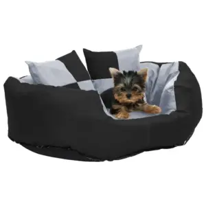 Coussin réversible gris et noir pour chien, 65x50x20 cm
