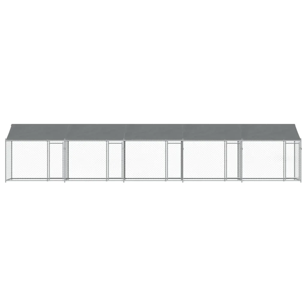 Enclos extérieur pour chien avec toit, acier gris 10x2x2m – Image 4