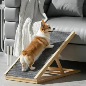 Rampe d'accès pliable en bois pour chien, hauteur réglable et antidérapante