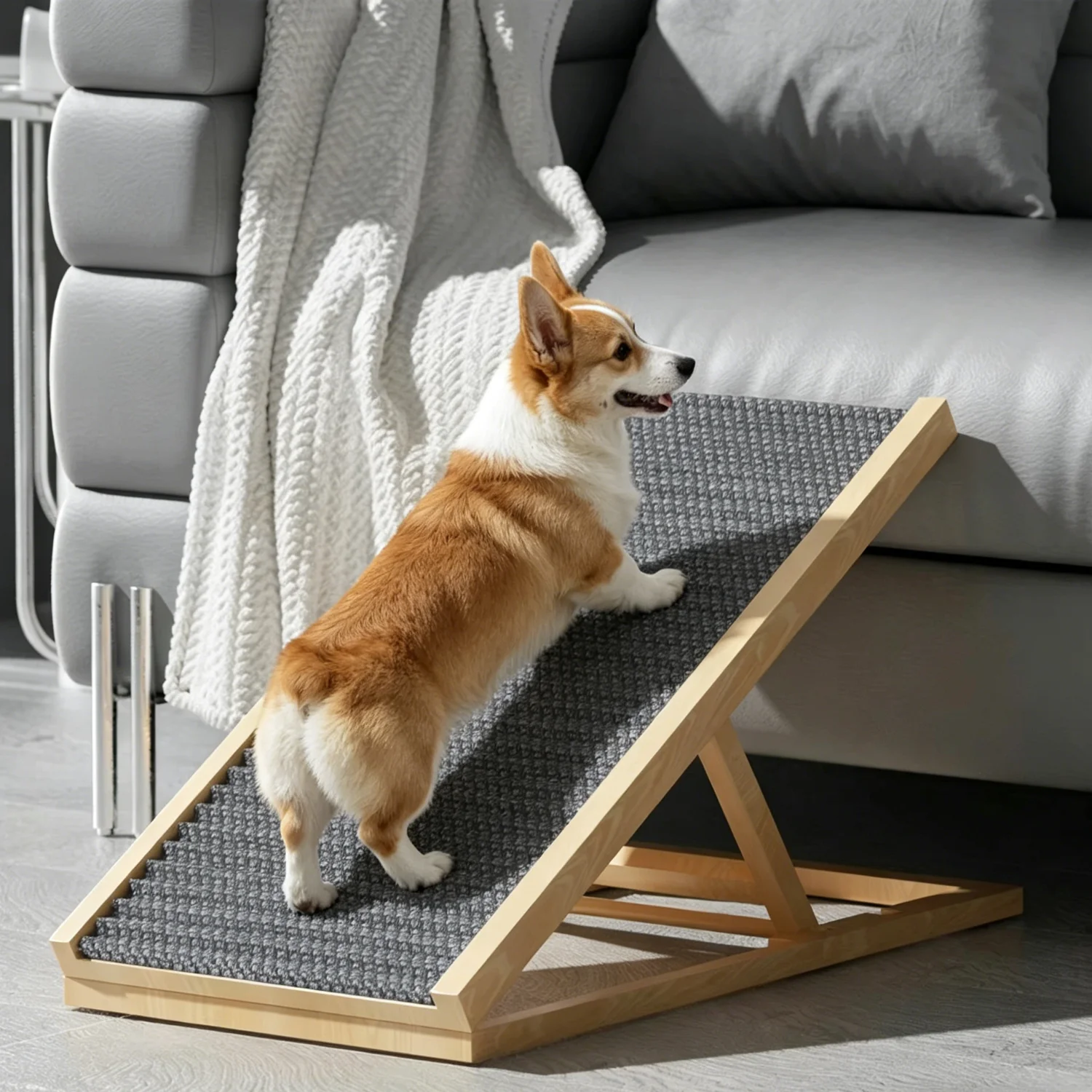 Rampe d'accès pliable en bois pour chien, hauteur réglable et antidérapante