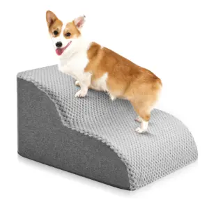 Escalier 2 marches en mousse souple pour chien, avec housse amovible