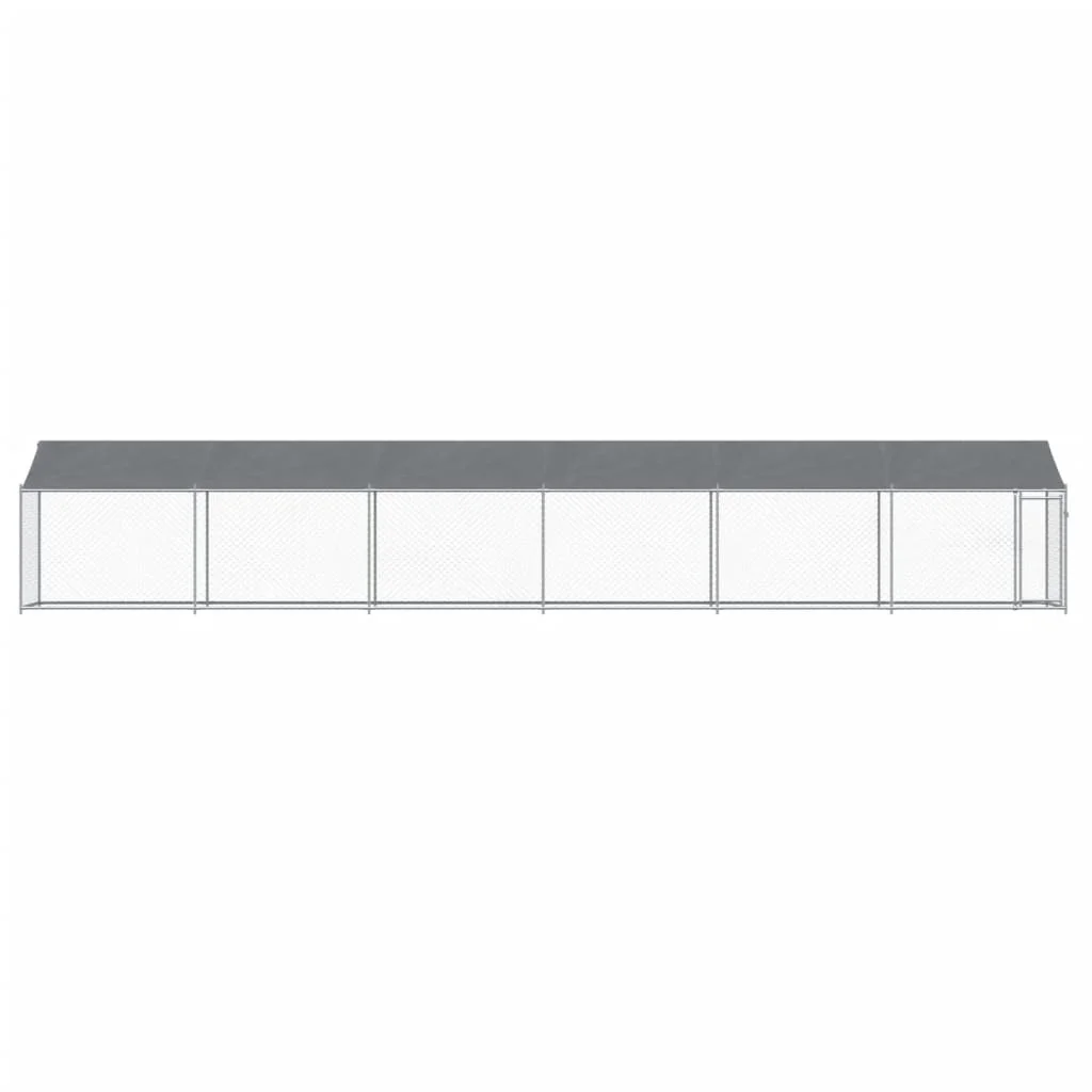 Parc canin couvert 12x2x2m, acier galvanisé gris robuste – Image 4