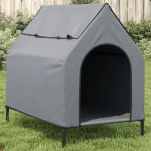 Cage pour chien pliable, tissu Oxford gris clair et acier
