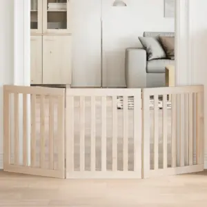 Parc pliant pour chien 3 panneaux en bois, 150 cm