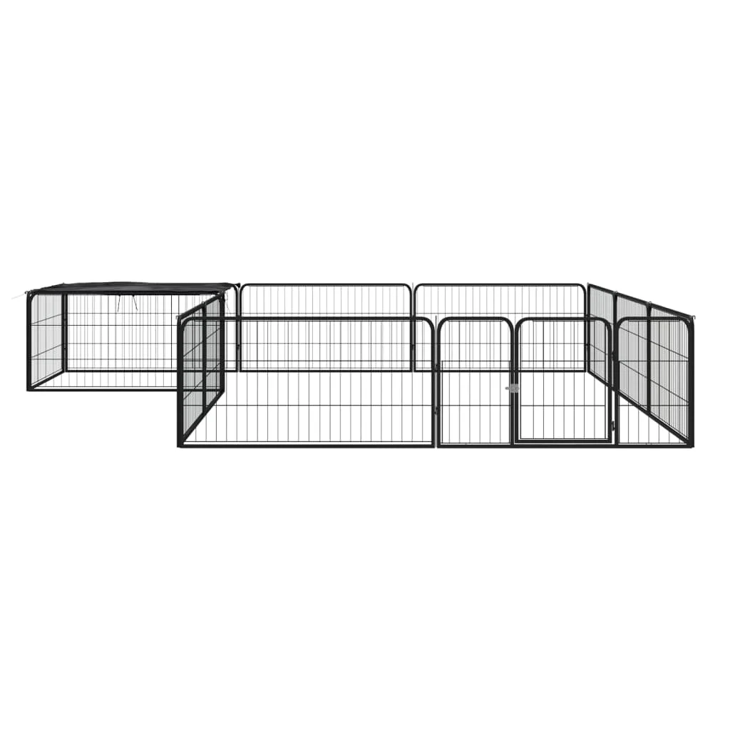 Parc pour chien 12 panneaux noir 100x50 cm acier enduit – Image 2