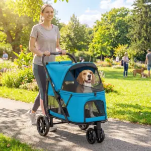 Poussette pliable 3 roues pour chien jusqu'à 20 kg tout-terrain
