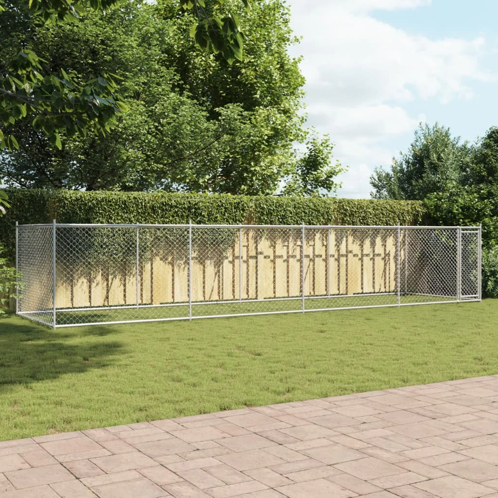 Parc de jardin pliable pour chien, acier galvanisé gris 8x2x1,5m – Image 3