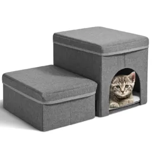 Escalier pliable 2 marches pour petit chien avec rangement