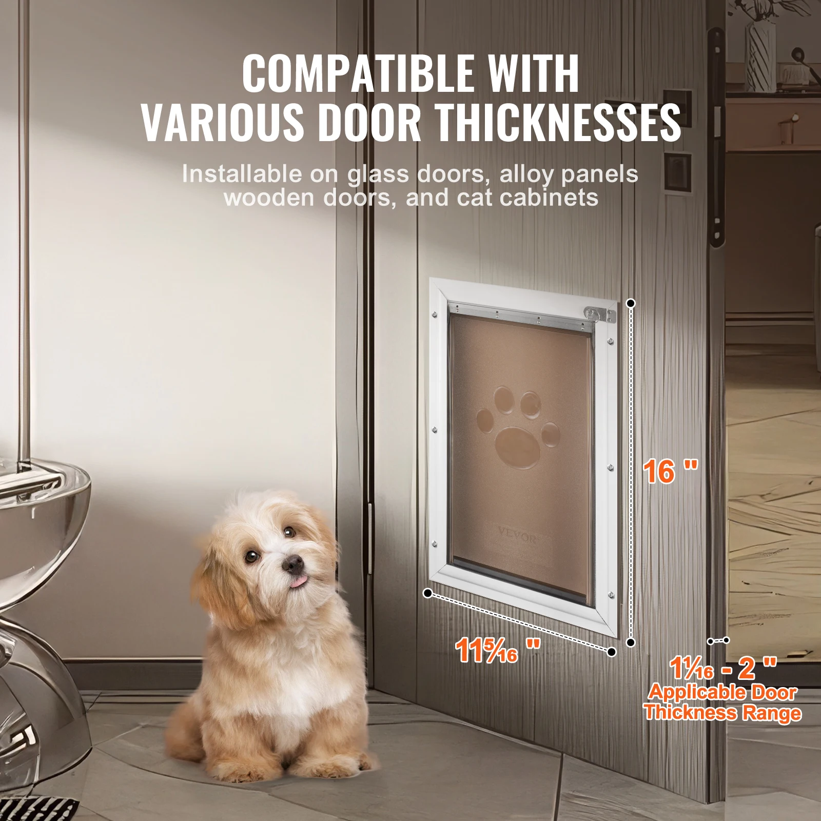 Porte pour chien en aluminium avec serrure et abattant réglable – Image 4