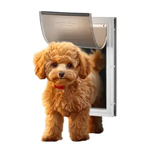 Porte pour chien en aluminium avec serrure et abattant réglable