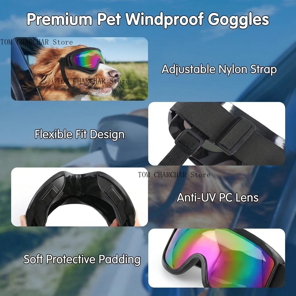 Lunettes de soleil anti-UV pour grands chiens, ajustables – Image 4