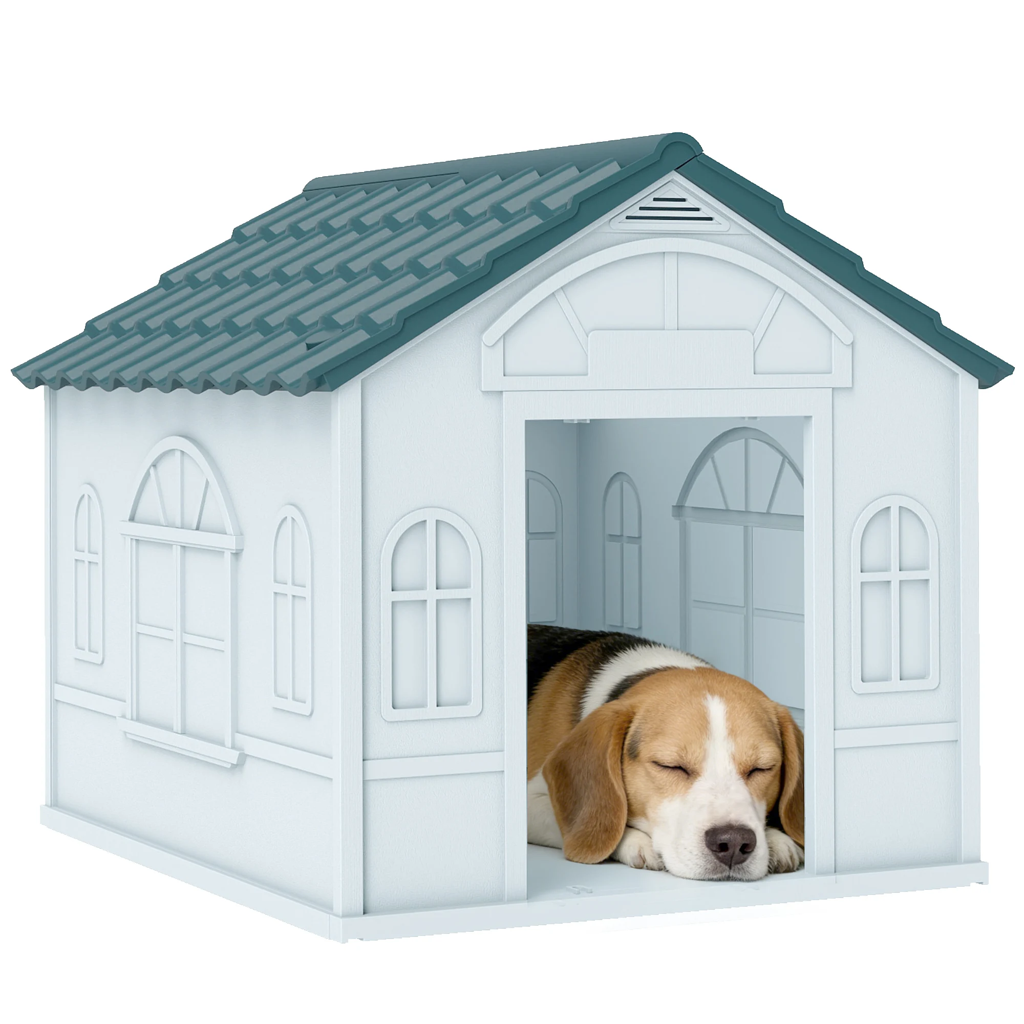 Nichoir pour chien Pawhut bleu verdâtre, 65x75,7x63 cm, moyen