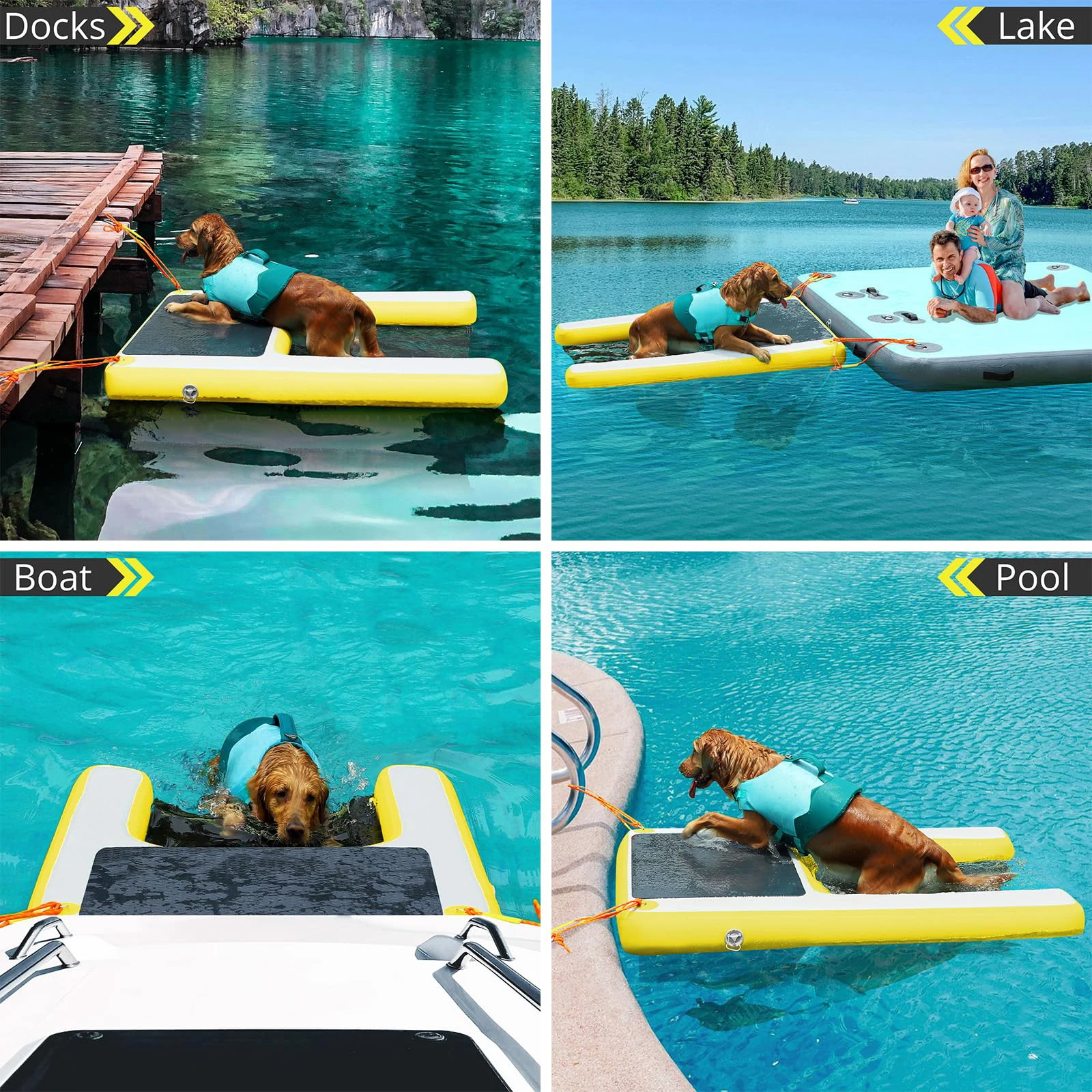 Rampe gonflable pour chien 120 cm, plateforme flottante antidérapante – Image 4