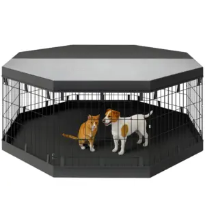 Parc pour chien 8 panneaux pliables avec porte et toit