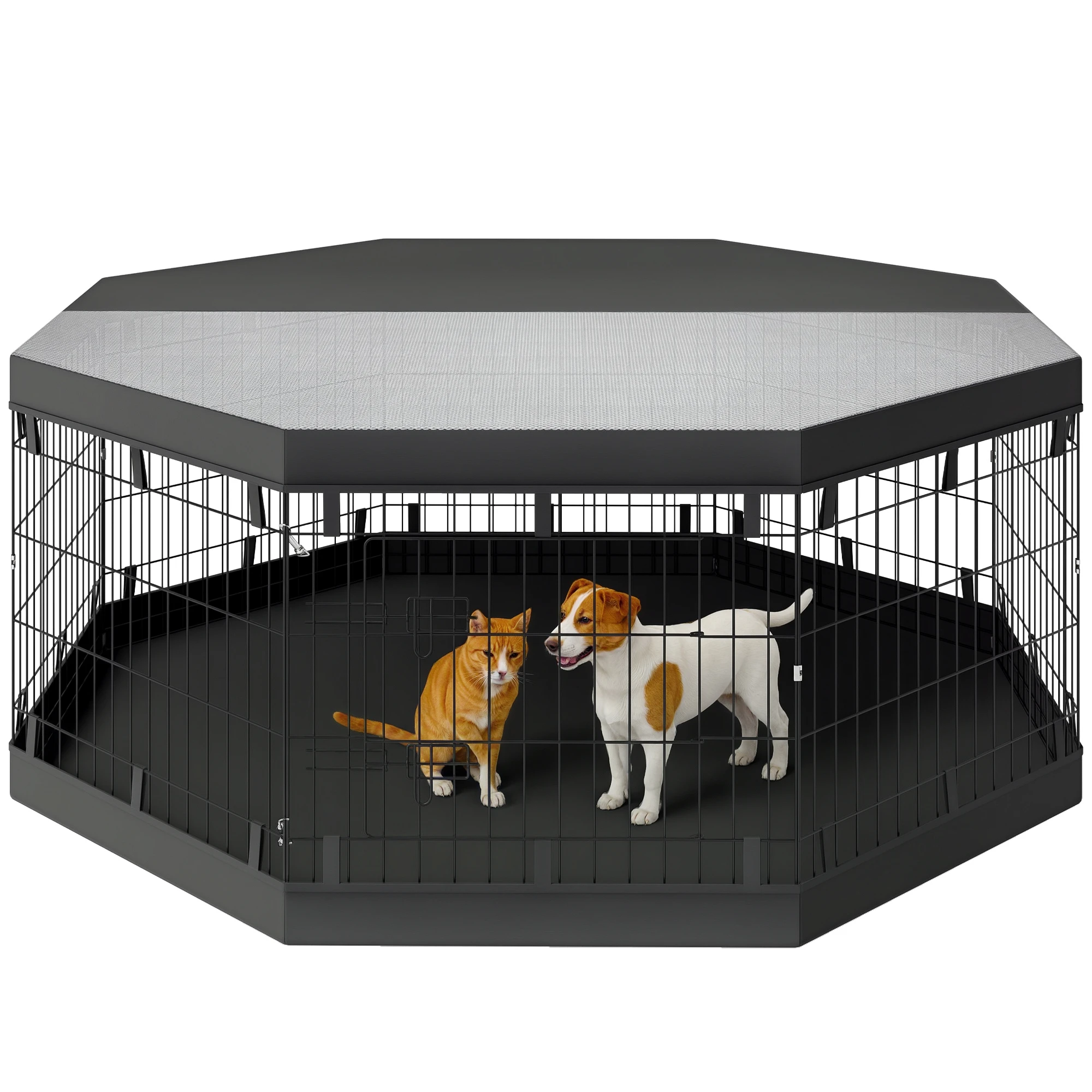 Parc pour chien 8 panneaux pliables avec porte et toit