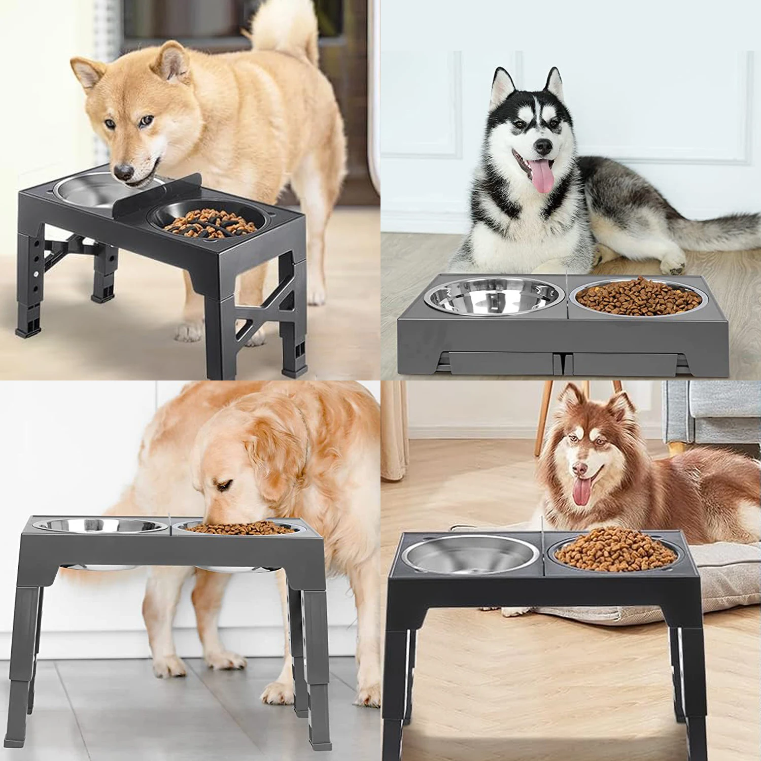 Bols surélevés pliables pour chiens, acier inoxydable – Image 3