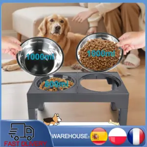Bol surélevé pour chien, inox, hauteur réglable et antidérapant