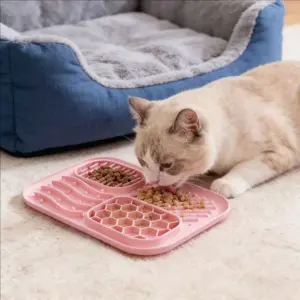 Tapis de gamelle en silicone anti-glouton pour chien