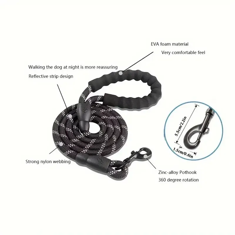 Laisse pour chien avec poignée rembourrée et double vitesse – Image 3